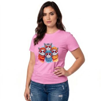 Smart Cat Vibe Printed Women's Cotton T-shirt