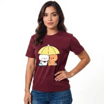 Bubu Dubu Kitty Umbrella Printed Women's Cotton T-shirt