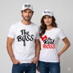 The Boss & The Real Boss Matching Couple T-Shirt and Cap Combo Set