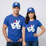 Love Wobble Matching Couple T-Shirt and Cap Combo Set
