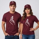 Korean Love Matching Couple T-Shirt and Cap Combo Set