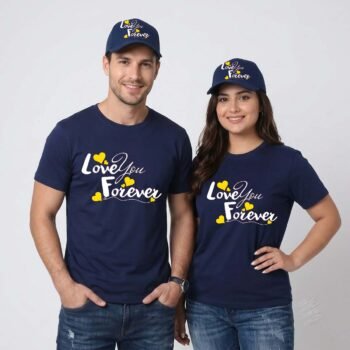Love Forever Matching Couple T-Shirt and Cap Combo Set