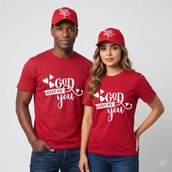 God Gave Me You Matching Couple T-Shirt and Cap Combo Set