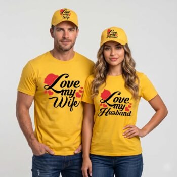 Love Wobble Matching Couple T-Shirt and Cap Combo Set