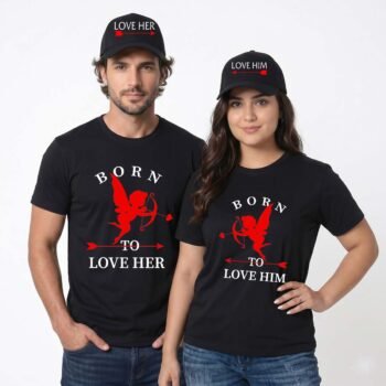 Born To Love Couple T-Shirt and Cap Combo Set