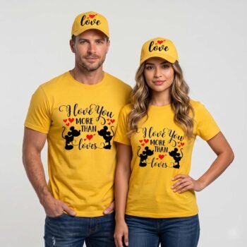 Disney Love Couple T-Shirt and Cap Combo Set
