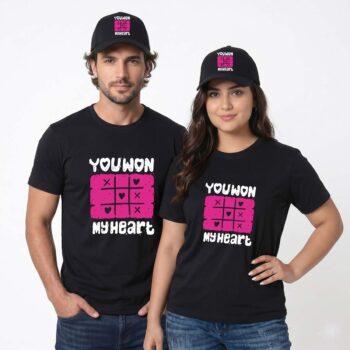 You Won My Heart Couple T-Shirt and Cap Combo Set